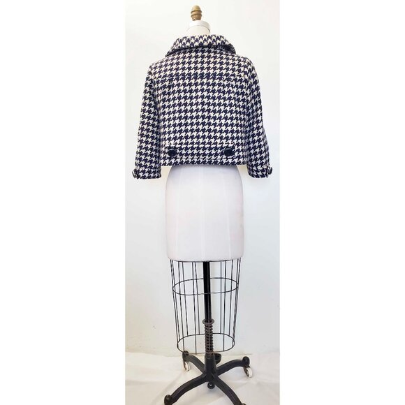 1960s VTG Sylvides Creations Paris Womens Houndstooth Wool Cropped Swing Jacket - Picture 12 of 16
